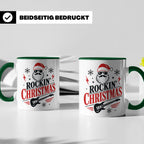 Rockin' Christmas Tasse mit coolem Weihnachtsmann & E-Gitarr – Grün [farbe:grün]