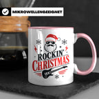 Rockin' Christmas Tasse mit coolem Weihnachtsmann & E-Gitarr – Rosa [farbe:rosa]