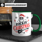 Rockin' Christmas Tasse mit coolem Weihnachtsmann & E-Gitarr – Grün [farbe:grün]