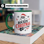 Rockin' Christmas Tasse mit coolem Weihnachtsmann & E-Gitarr – Grün [farbe:grün]