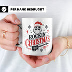 Rockin' Christmas Tasse mit coolem Weihnachtsmann & E-Gitarr – Weiß [farbe:weiß]