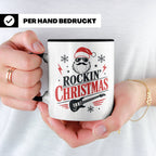 Rockin' Christmas Tasse mit coolem Weihnachtsmann & E-Gitarr – Schwarz [farbe:schwarz]