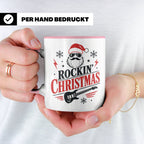 Rockin' Christmas Tasse mit coolem Weihnachtsmann & E-Gitarr – Rosa [farbe:rosa]