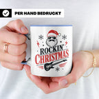 Rockin' Christmas Tasse mit coolem Weihnachtsmann & E-Gitarr – Blau [farbe:blau]