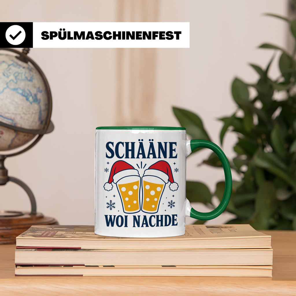 Schääne Woi Nachde Tasse Pfälzer Dialekt Weihnachten Bier Sp – Grün [farbe:grün]