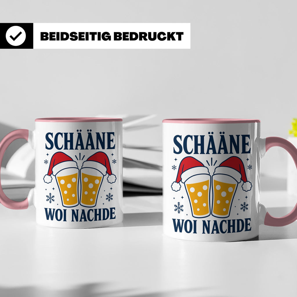 Schääne Woi Nachde Tasse Pfälzer Dialekt Weihnachten Bier Sp – Rosa [farbe:rosa]
