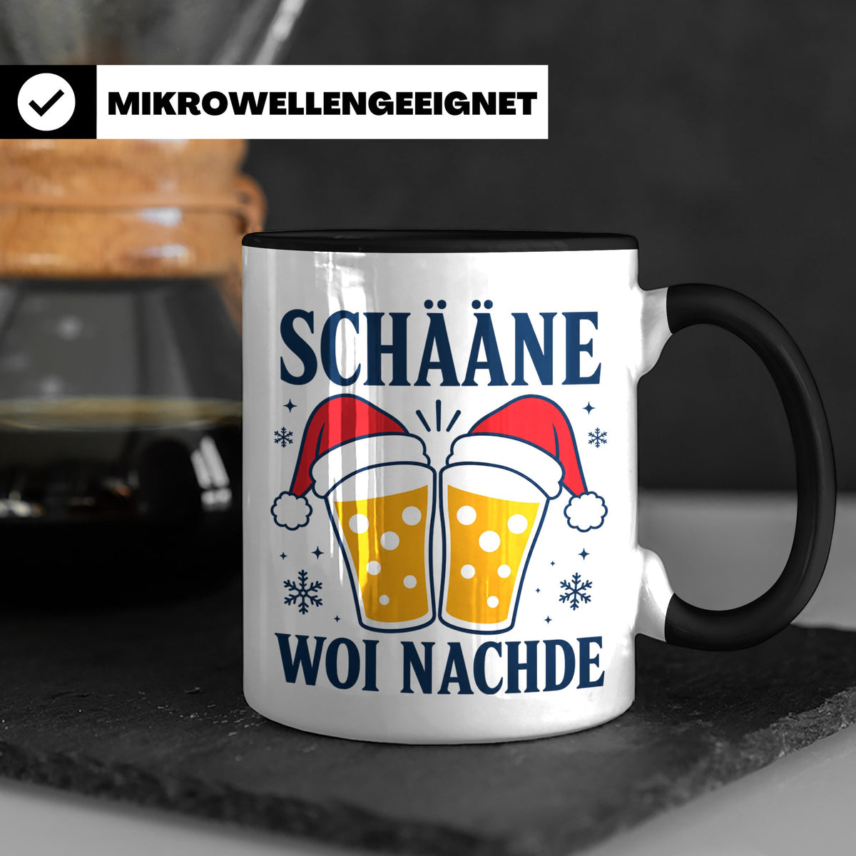 Schääne Woi Nachde Tasse Pfälzer Dialekt Weihnachten Bier Sp – Schwarz [farbe:schwarz]