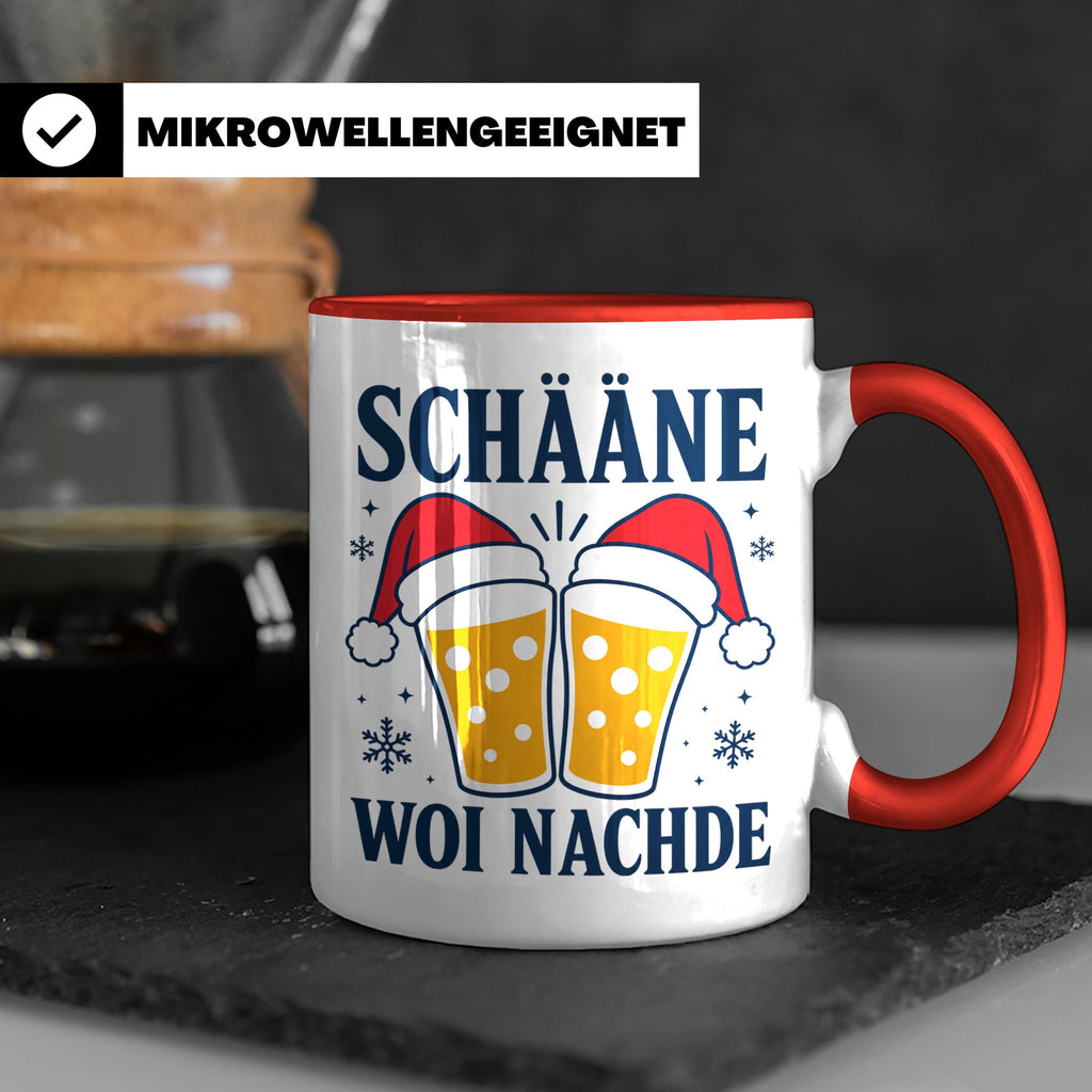 Schääne Woi Nachde Tasse Pfälzer Dialekt Weihnachten Bier Sp – Rot [farbe:rot]