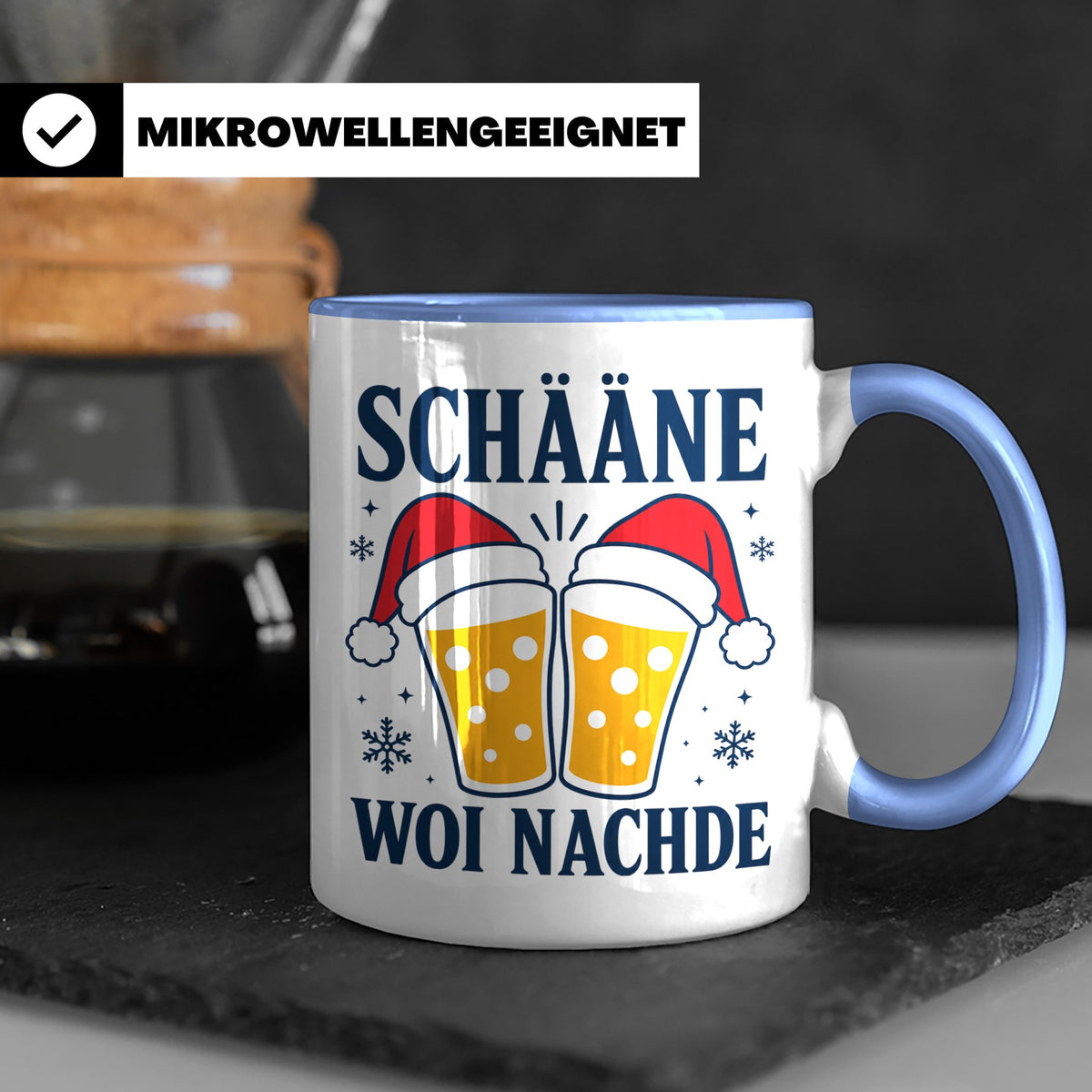 Schääne Woi Nachde Tasse Pfälzer Dialekt Weihnachten Bier Sp – Blau [farbe:blau]