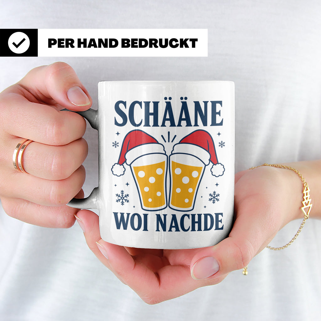 Schääne Woi Nachde Tasse Pfälzer Dialekt Weihnachten Bier Sp – Weiß [farbe:weiß]
