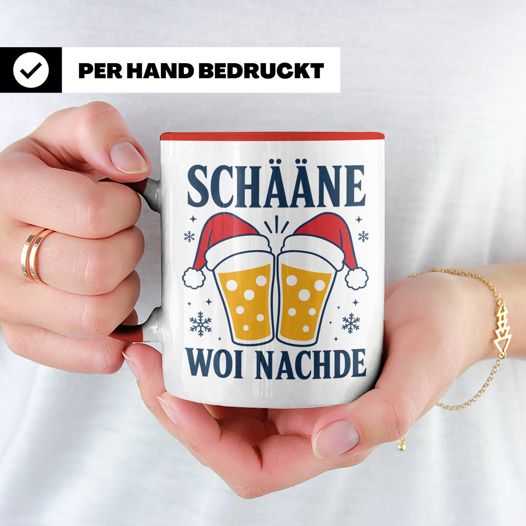 Schääne Woi Nachde Tasse Pfälzer Dialekt Weihnachten Bier Sp – Rot [farbe:rot]