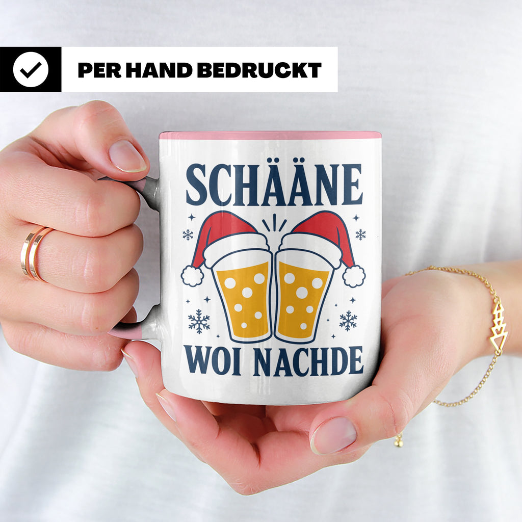 Schääne Woi Nachde Tasse Pfälzer Dialekt Weihnachten Bier Sp – Rosa [farbe:rosa]