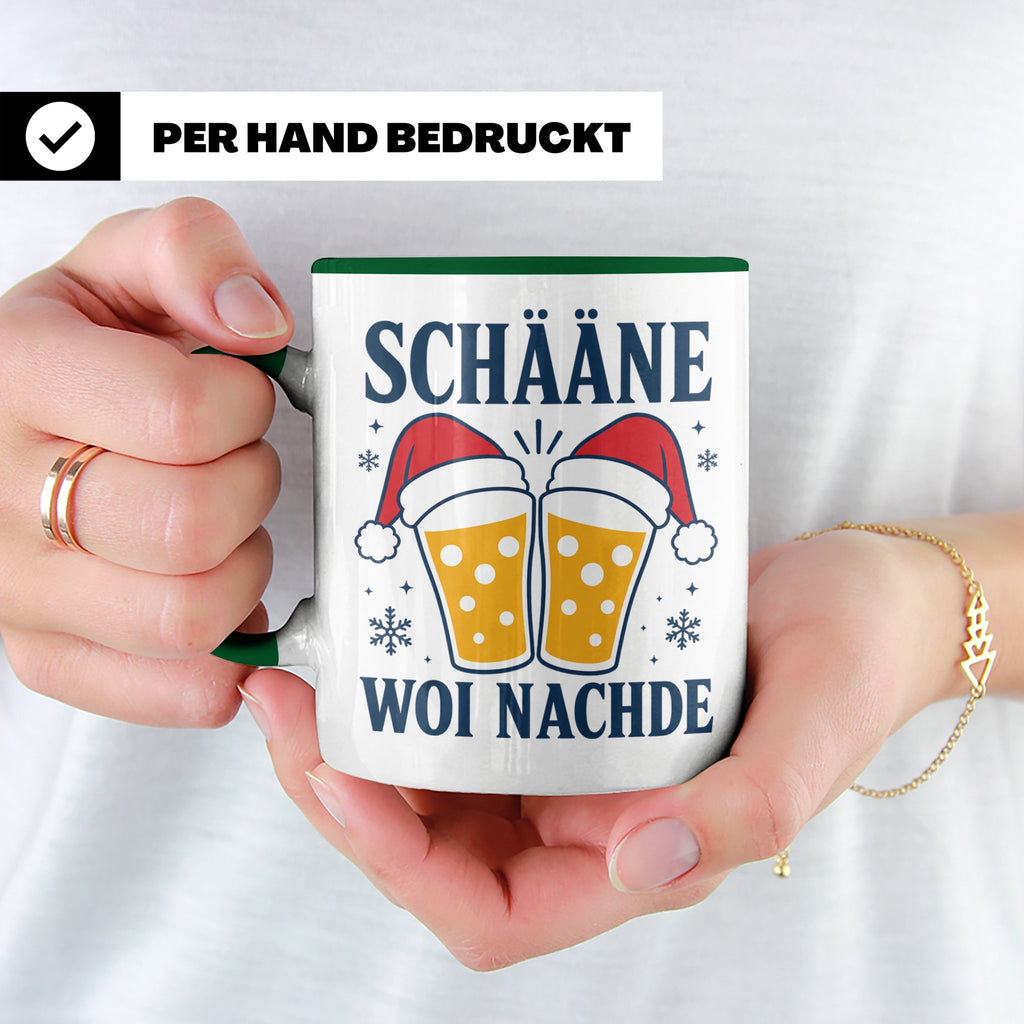 Schääne Woi Nachde Tasse Pfälzer Dialekt Weihnachten Bier Sp – Grün [farbe:grün]