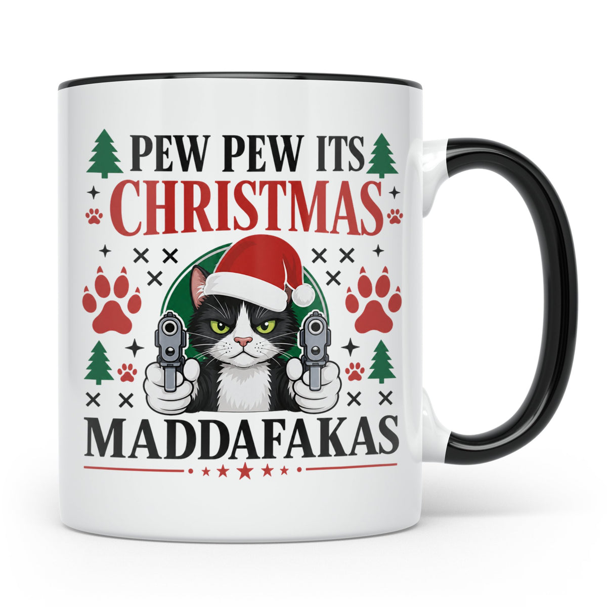Pew Pew Maddafakas Tasse Katze mit Pistole | Lustiges Gesche – Schwarz [farbe:schwarz]