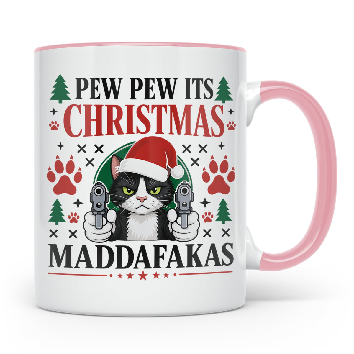 Pew Pew Maddafakas Tasse Katze mit Pistole | Lustiges Gesche – Rosa [farbe:rosa]