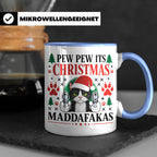 Pew Pew Maddafakas Tasse Katze mit Pistole | Lustiges Gesche – Blau [farbe:blau]