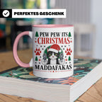 Pew Pew Maddafakas Tasse Katze mit Pistole | Lustiges Gesche – Rosa [farbe:rosa]