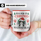 Pew Pew Maddafakas Tasse Katze mit Pistole | Lustiges Gesche – Rot [farbe:rot]