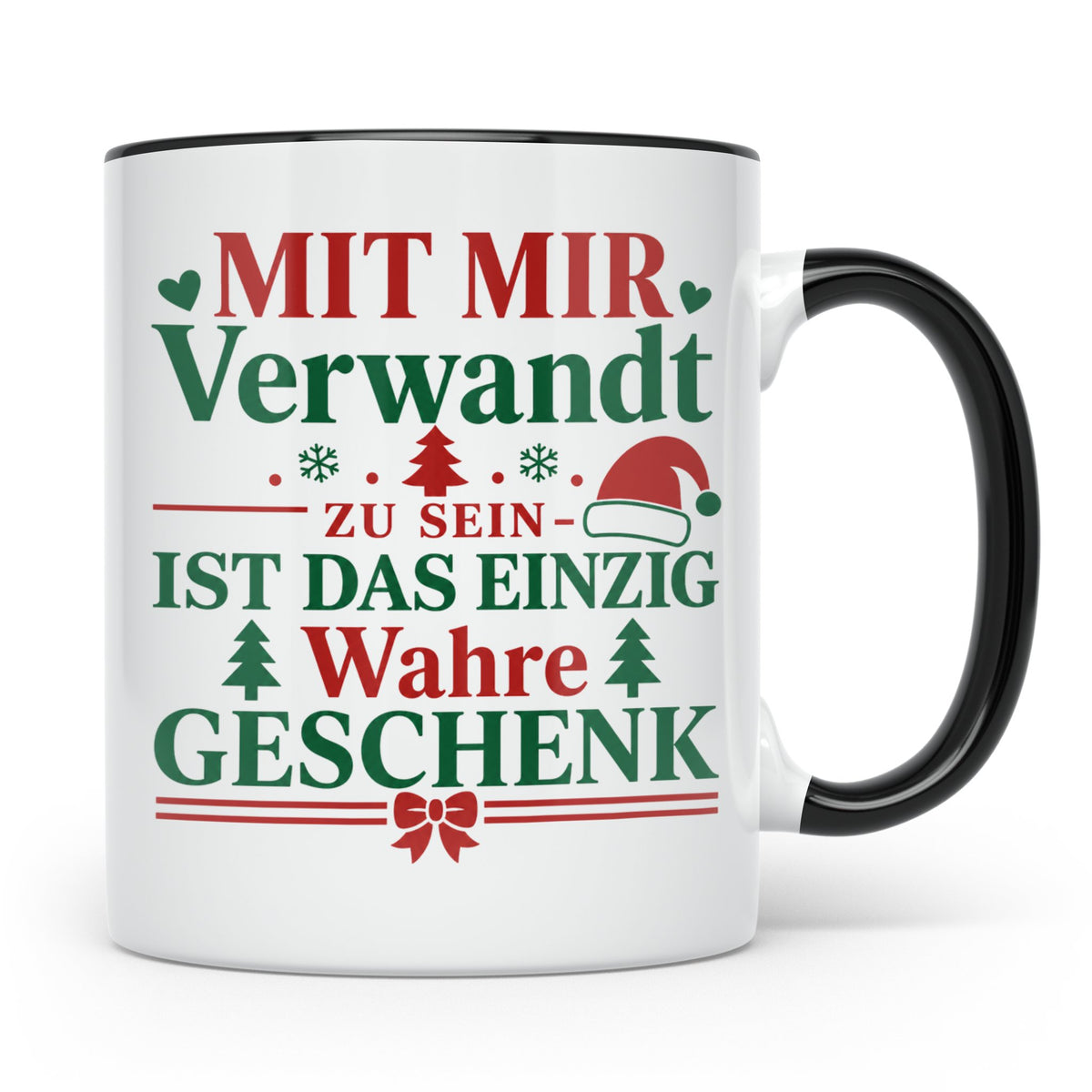 Mit mir verwandt Tasse, lustiges Geschenkidee für Familie, w – Schwarz [farbe:schwarz]