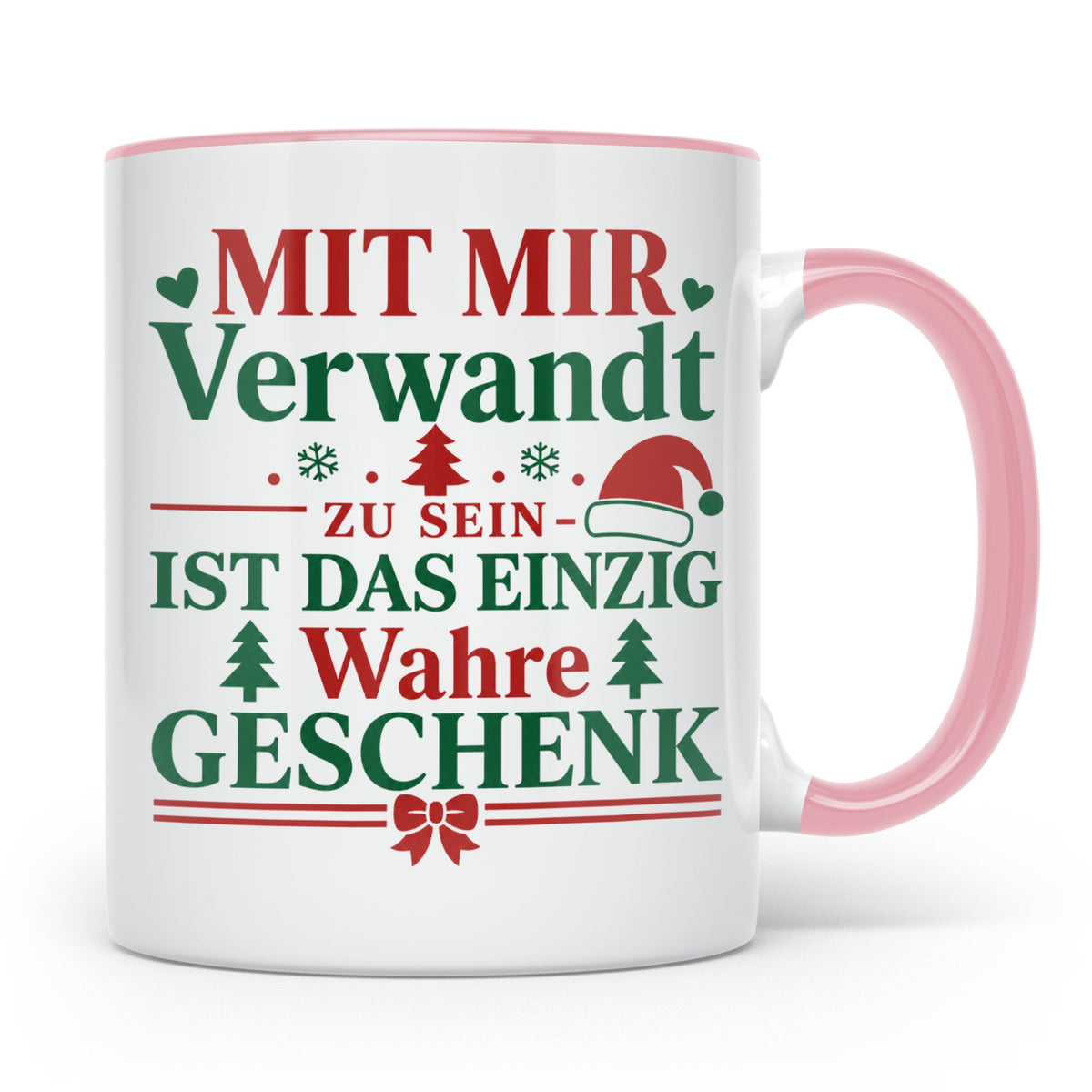 Mit mir verwandt Tasse, lustiges Geschenkidee für Familie, w – Rosa [farbe:rosa]