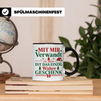 Mit mir verwandt Tasse, lustiges Geschenkidee für Familie, w – Schwarz [farbe:schwarz]