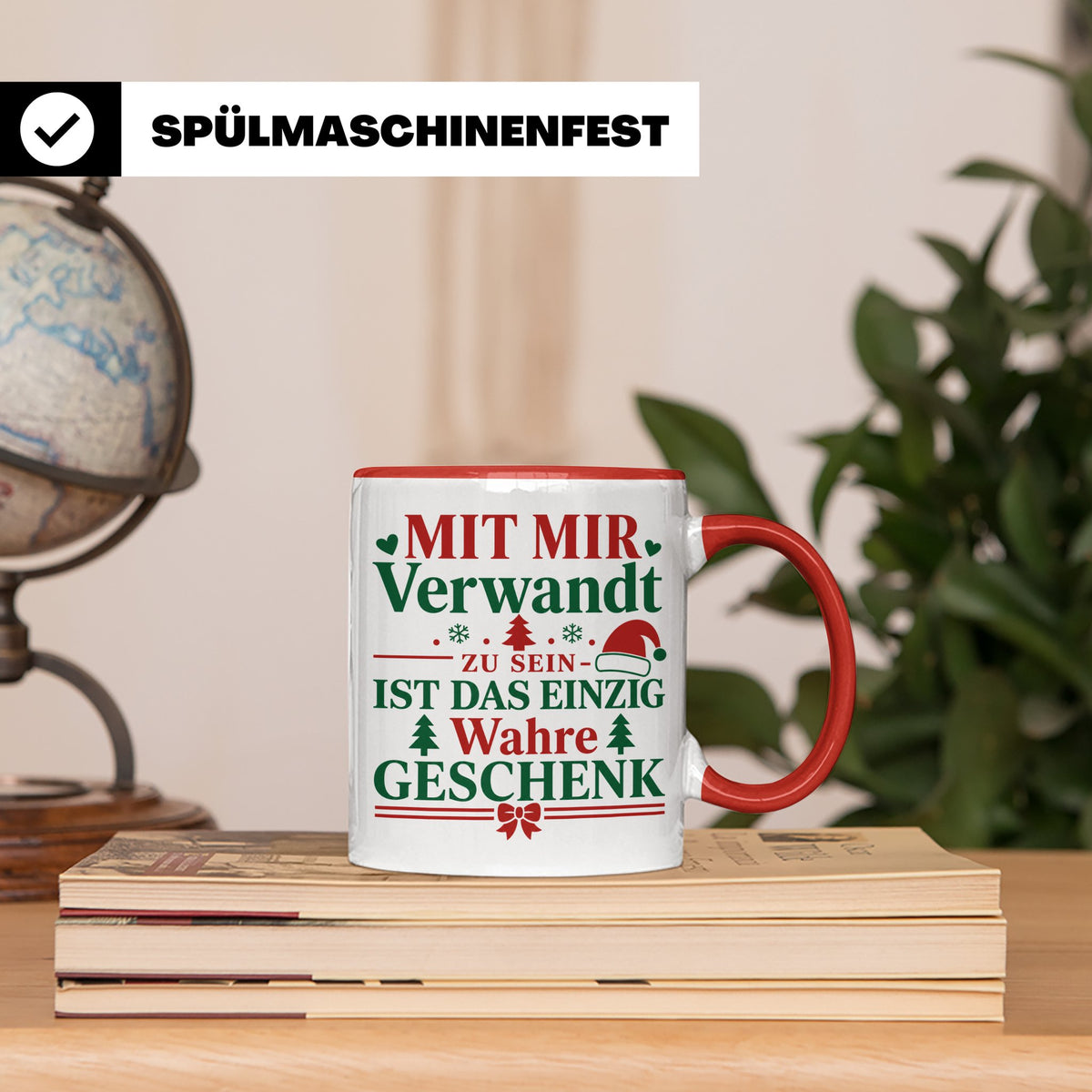 Mit mir verwandt Tasse, lustiges Geschenkidee für Familie, w – Rot [farbe:rot]