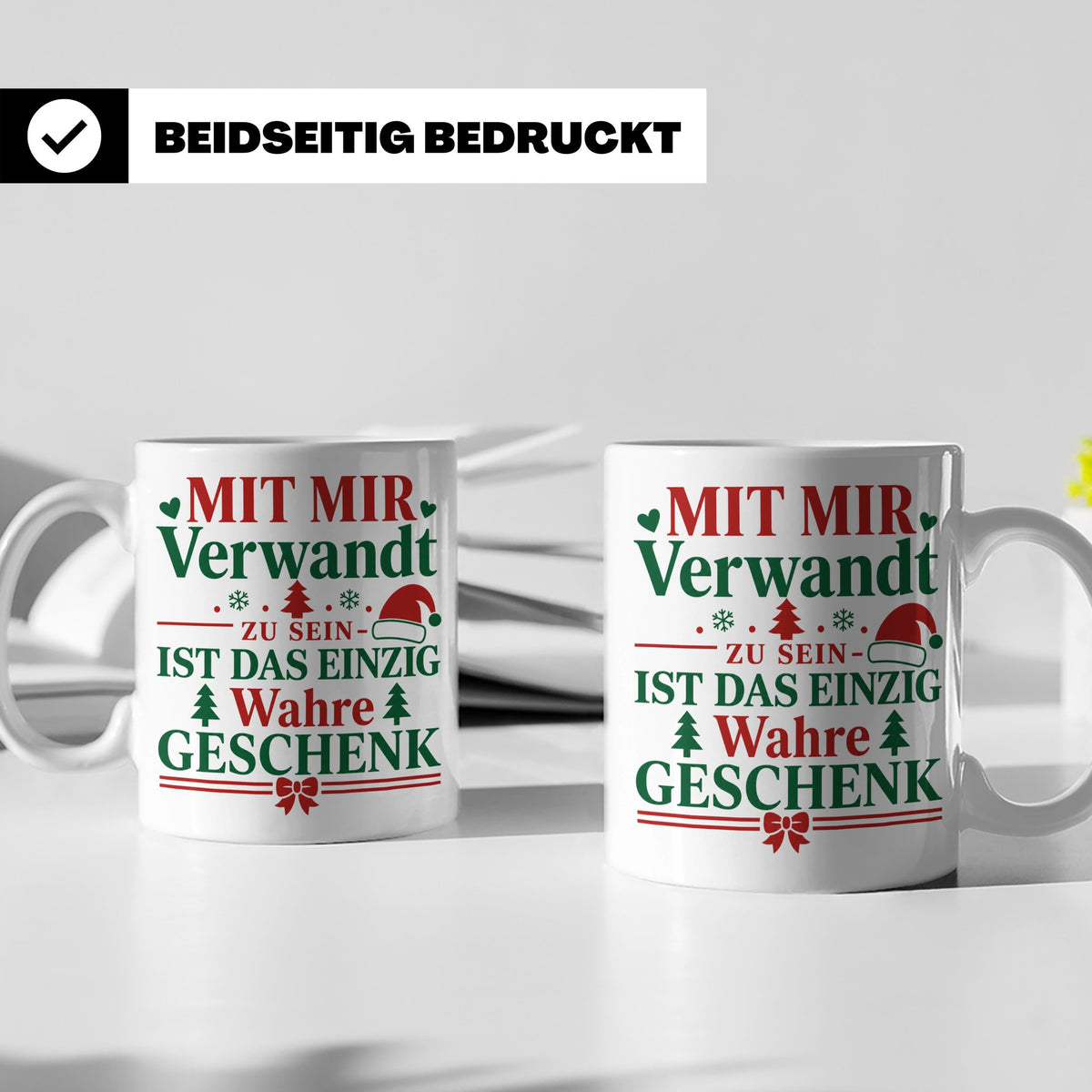 Mit mir verwandt Tasse, lustiges Geschenkidee für Familie, w – Weiß [farbe:weiß]