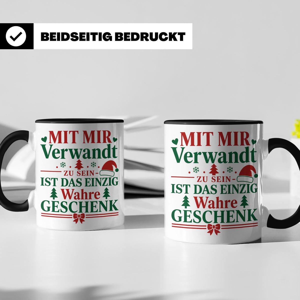 Mit mir verwandt Tasse, lustiges Geschenkidee für Familie, w – Schwarz [farbe:schwarz]
