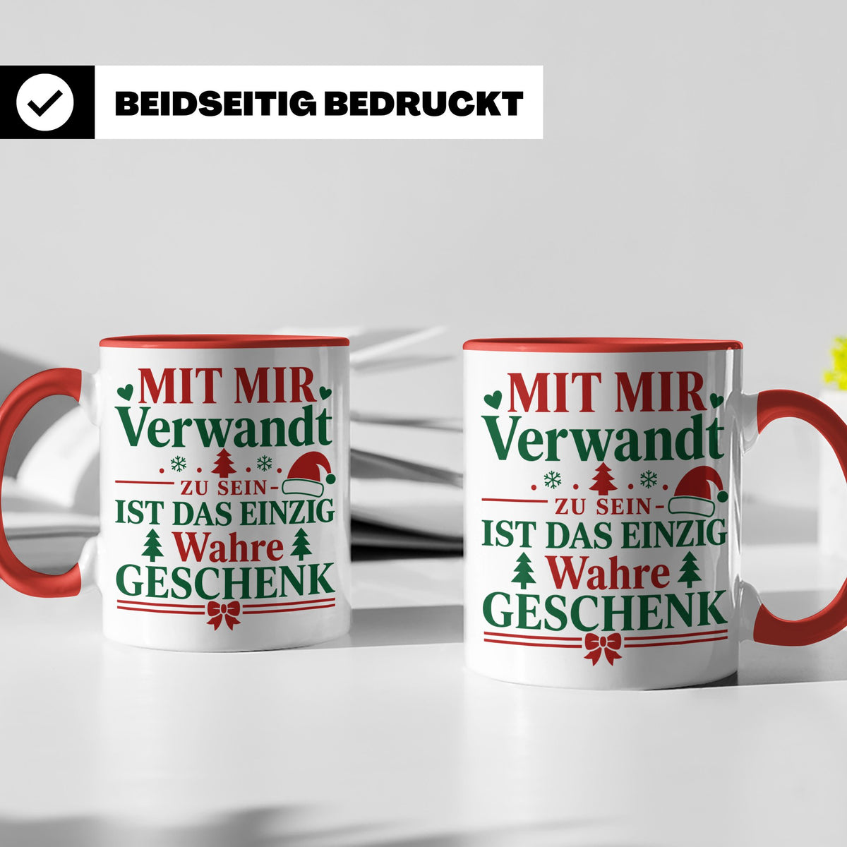 Mit mir verwandt Tasse, lustiges Geschenkidee für Familie, w – Rot [farbe:rot]