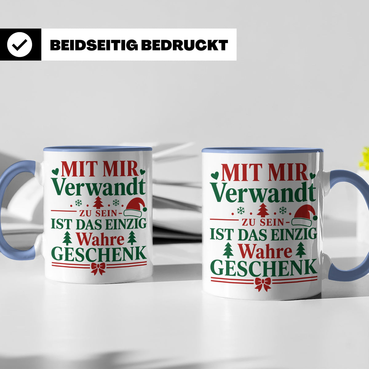 Mit mir verwandt Tasse, lustiges Geschenkidee für Familie, w – Blau [farbe:blau]