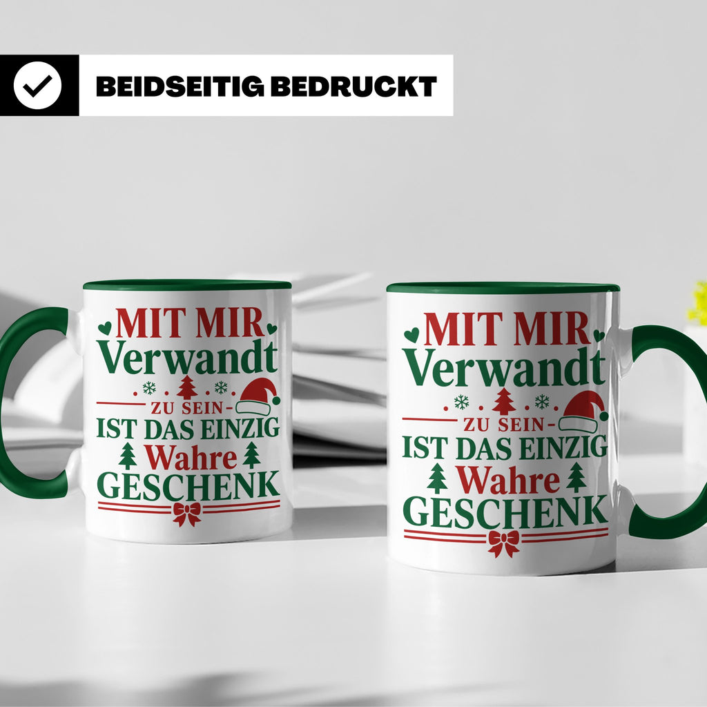 Mit mir verwandt Tasse, lustiges Geschenkidee für Familie, w – Grün [farbe:grün]