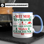 Mit mir verwandt Tasse, lustiges Geschenkidee für Familie, w – Blau [farbe:blau]
