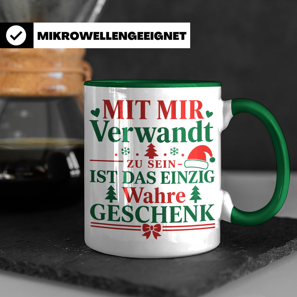 Mit mir verwandt Tasse, lustiges Geschenkidee für Familie, w – Grün [farbe:grün]
