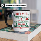 Mit mir verwandt Tasse, lustiges Geschenkidee für Familie, w – Schwarz [farbe:schwarz]