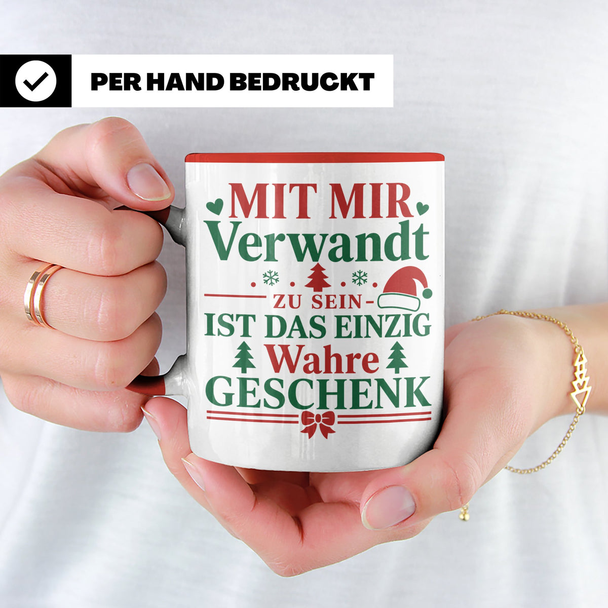 Mit mir verwandt Tasse, lustiges Geschenkidee für Familie, w – Rot [farbe:rot]