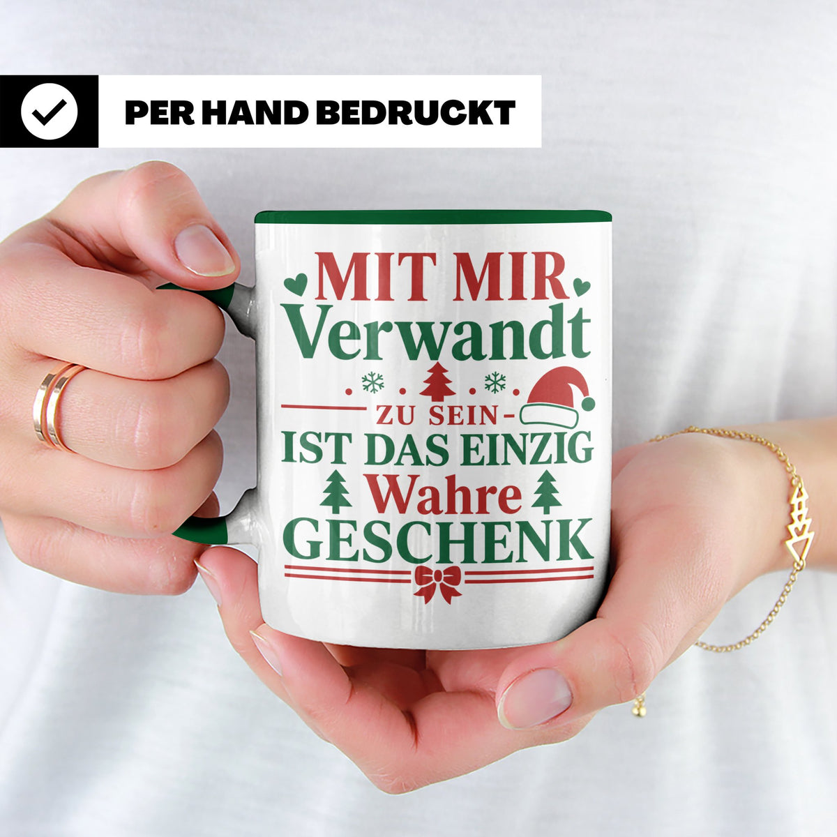 Mit mir verwandt Tasse, lustiges Geschenkidee für Familie, w – Grün [farbe:grün]