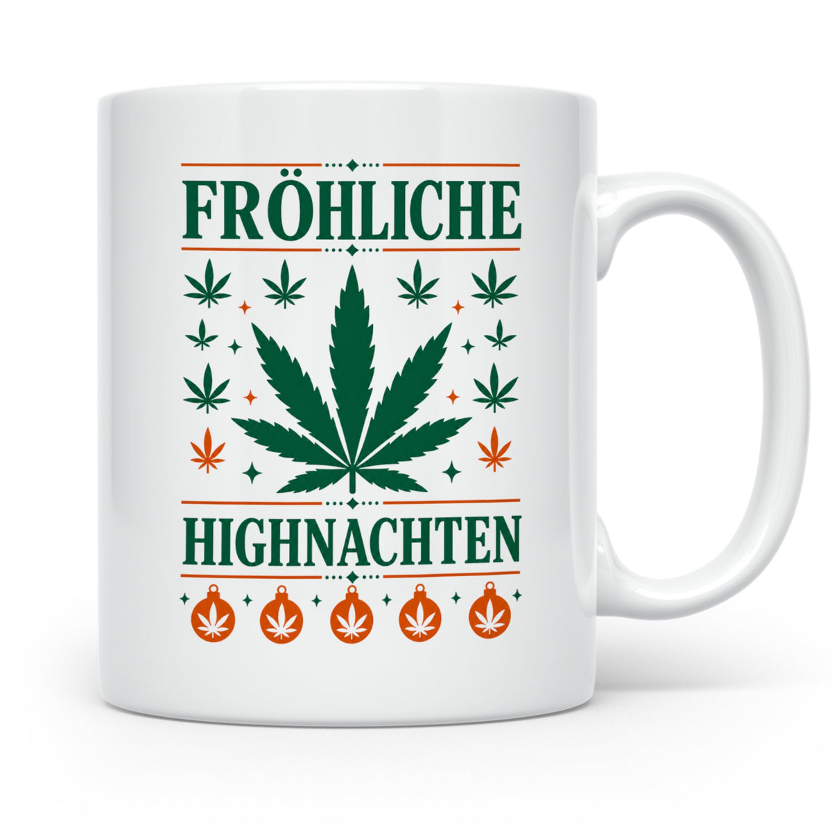 Kiffer Weihnachtstasse Fröhliche Highnachten, Lustige Cannab – Weiß [farbe:weiß]