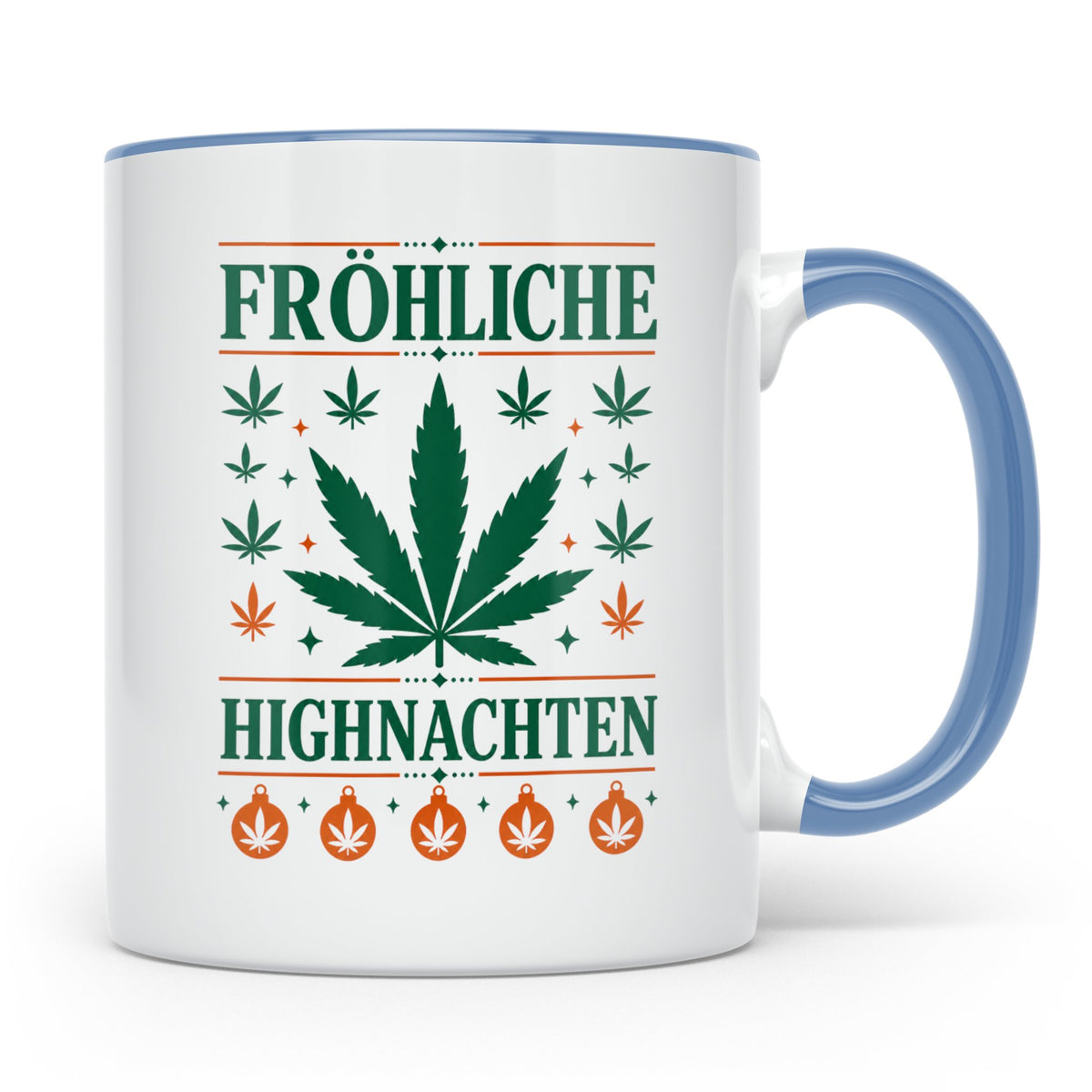 Kiffer Weihnachtstasse Fröhliche Highnachten, Lustige Cannab – Blau [farbe:blau]