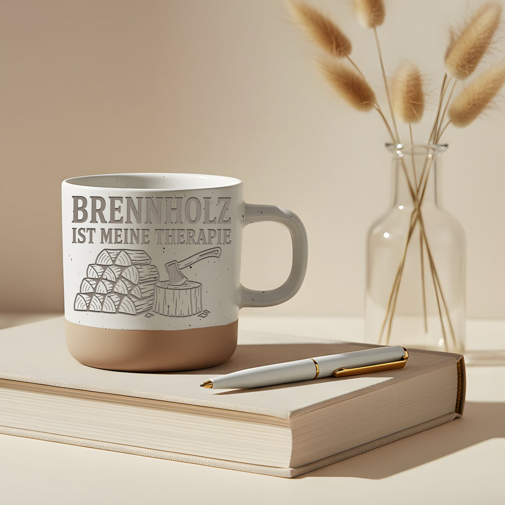 Brennholz ist meine Therapie Tasse - Geschenk für Holzmacher, Kaminbes – Bild 5