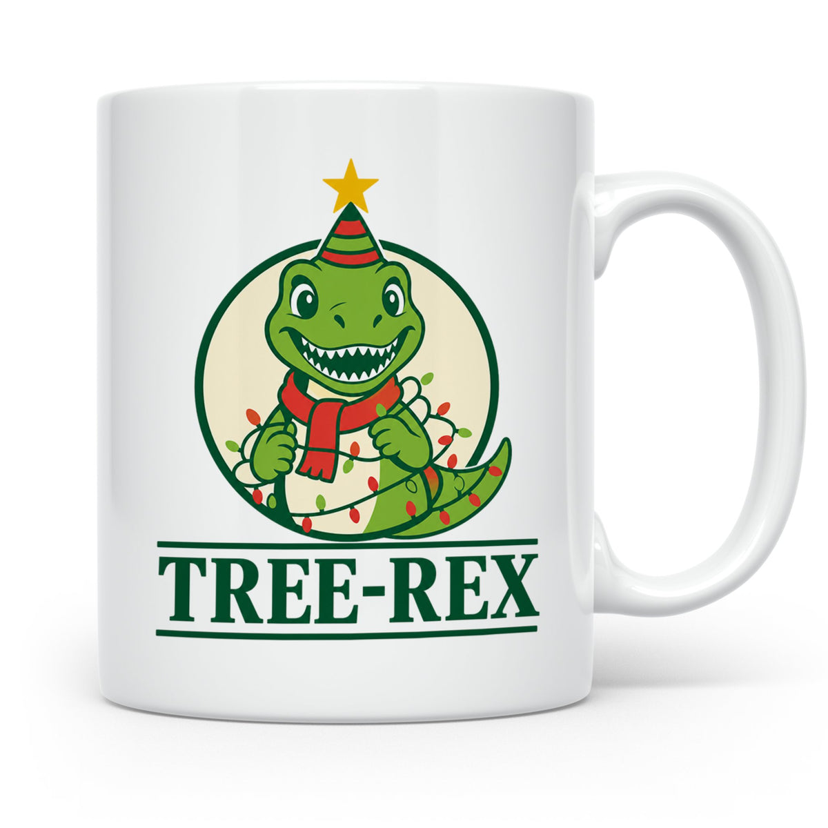 Tree-Rex Tasse lustig Dino Weihnachten, Dinosaurier mit Lich – Weiß [farbe:weiß]
