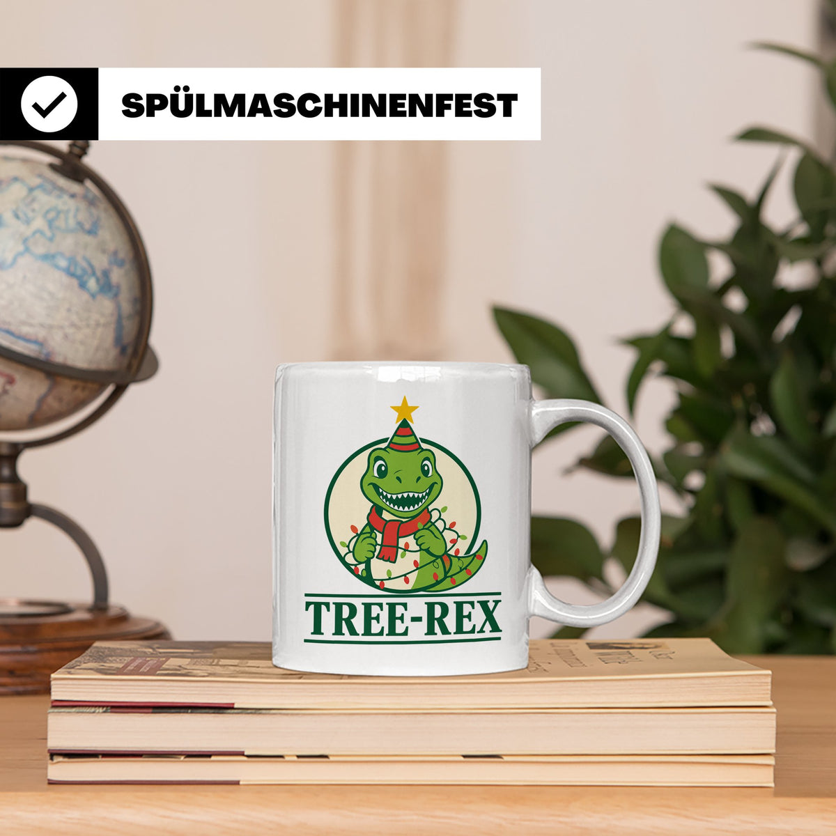 Tree-Rex Tasse lustig Dino Weihnachten, Dinosaurier mit Lich – Weiß [farbe:weiß]