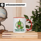 Tree-Rex Tasse lustig Dino Weihnachten, Dinosaurier mit Lich – Rot [farbe:rot]