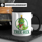 Tree-Rex Tasse lustig Dino Weihnachten, Dinosaurier mit Lich – Schwarz [farbe:schwarz]