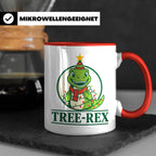 Tree-Rex Tasse lustig Dino Weihnachten, Dinosaurier mit Lich – Rot [farbe:rot]