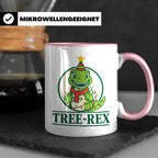 Tree-Rex Tasse lustig Dino Weihnachten, Dinosaurier mit Lich – Rosa [farbe:rosa]