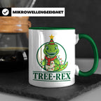 Tree-Rex Tasse lustig Dino Weihnachten, Dinosaurier mit Lich – Grün [farbe:grün]