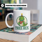 Tree-Rex Tasse lustig Dino Weihnachten, Dinosaurier mit Lich – Weiß [farbe:weiß]