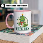Tree-Rex Tasse lustig Dino Weihnachten, Dinosaurier mit Lich – Rosa [farbe:rosa]