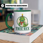 Tree-Rex Tasse lustig Dino Weihnachten, Dinosaurier mit Lich – Grün [farbe:grün]