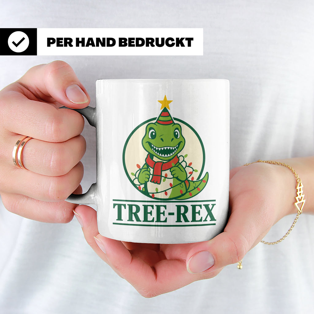 Tree-Rex Tasse lustig Dino Weihnachten, Dinosaurier mit Lich – Weiß [farbe:weiß]